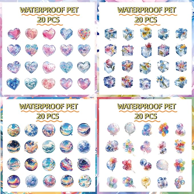 120 Pieces Exquisite Dreamy Vintage PET Sticker Set, Aesthetic Decorative Stickers for Scrapbooking, Journaling, Waterproof DIY Crafts, and Junk Journal Supplies