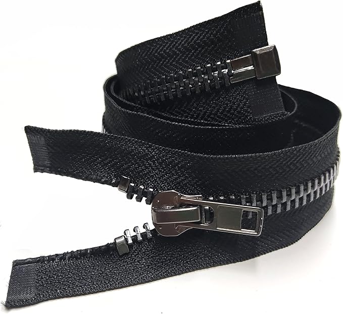 Leekayer #10 24 Inch Metal Zipper Black Nickel 60cm Separating Zipper for Sewing Crafts Jacket Coat Bags Dress Vest Luggage DIY Handmade Replacement Repair Heavy Duty