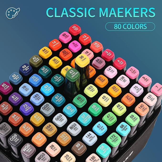 Alcohol Markers, 120 Colors Dual Tip Permanent Art Markers for Drawing,for Adult Coloring, Alcohol, Based Ink Ideal for Book Painting and Card Making