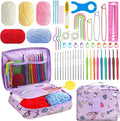HATINXIA 58pcs Crochet Kit Beginners, Crochet Hook Set with Yarn, Portable Crocheting Kit for Starter, Ergonomic Crochet Needles Tools DIY Knitting Accessories for Experienced Crochet Lovers, Swan