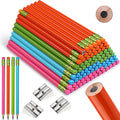 Fainne 102 Pcs Bulk Thick Jumbo Graphite Pencils Set 96 Fat Giant Large Pencils and 6 Sharpeners Enhanced Grip for Art Drafting Writing Drawing Office and Home Use(Colored,Round)