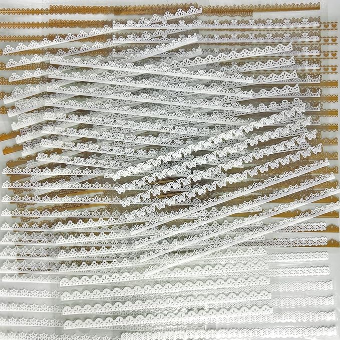 160 Pcs Transparent Lace Stickers for Scrapbooking Photo Album Card Making Journals Wedding Invitations Craft Project Decoration, White and Light Coffee Color PET Material, 40 Patterns