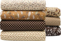 7PCS/lot Coffee Series Floral Cotton Fabric Quilting Patchwork Fabric Fat Quarter Bundles for Scrapbooking, Cloth Sewing, DIY Crafts, Handmade Bags, Pillows - 19.7X19.7inches