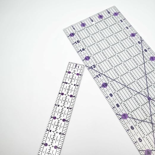 Quilting Rulers,Sewing Rulers,4 Piece Quilting Square Templates Purple(1"X11",1.5"X12",3"X16",6"X17")