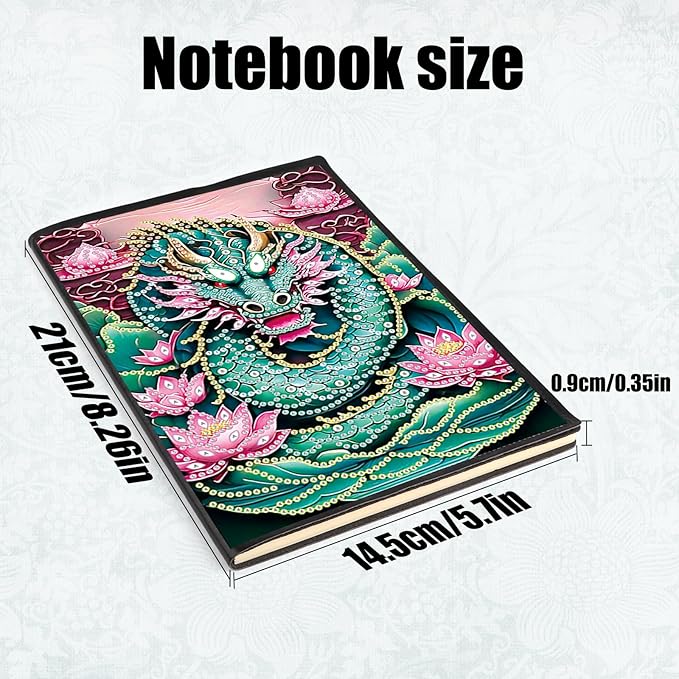 DIY Diamond Painting Notebook Kit, Theme of Fantasy Animals, Special Shaped Diamond Art Notebook Journal Sketchbook for Writing & Drawing