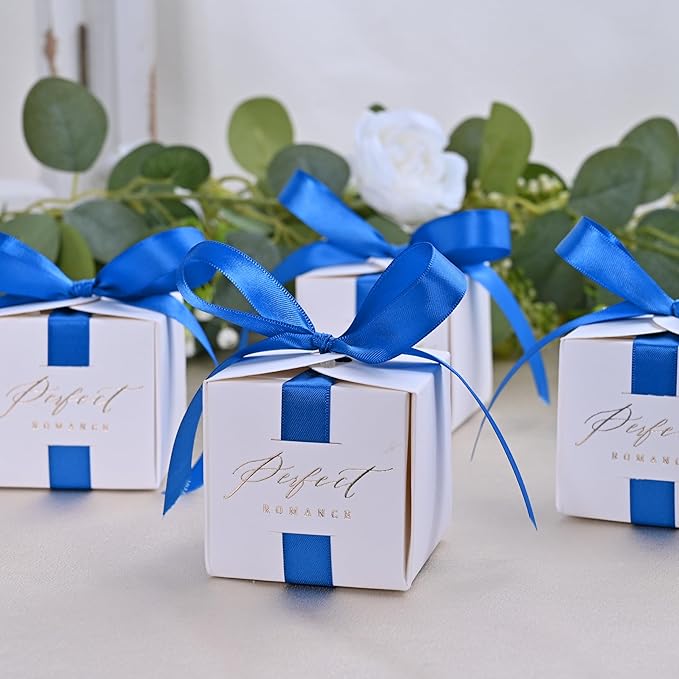 Double Face Royal Blue Satin Ribbon 1/2 inch X 50 Yards Polyester Royal Blue Ribbon for Gift Wrapping Very Suitable for Weddings Party Invitation Decorations and More