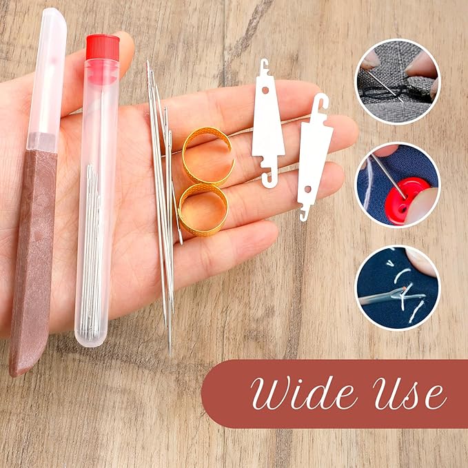 Big Eye Steel Needles Set，31Pcs Needles Thread Hand Repair Tools, 5 Size Stainless Steel Sewing Needle Kit, Portable Large Eye Hand Sewing for DIY Stitching Crafts Quilting