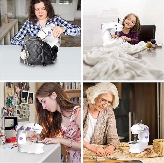 EASYBERG Mini Sewing Machine for Beginners, Dual Speed Easy Automatic Sewing Machine with Expansion Table and Sewing Tool, Suitable for Family and Travel