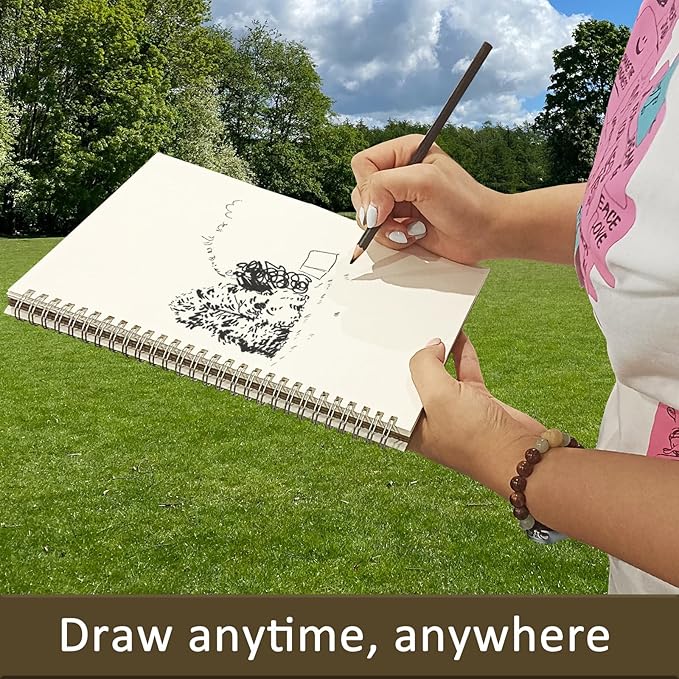 DSTELIN 2 Pack 50 Sheets Spiral Bound Art Sketchbook, 10 x 7.5 Inch 100GSM Acid-Free Drawing Paper, Sketch Books with Cardboard Backing for Artists and Students