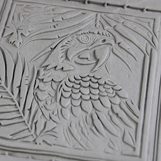 Macaw Clay Texture Roller (4") - Bird Set #01 - Embossing Pattern Roller for Polymer & Ceramic Clay, Pottery & Crafts