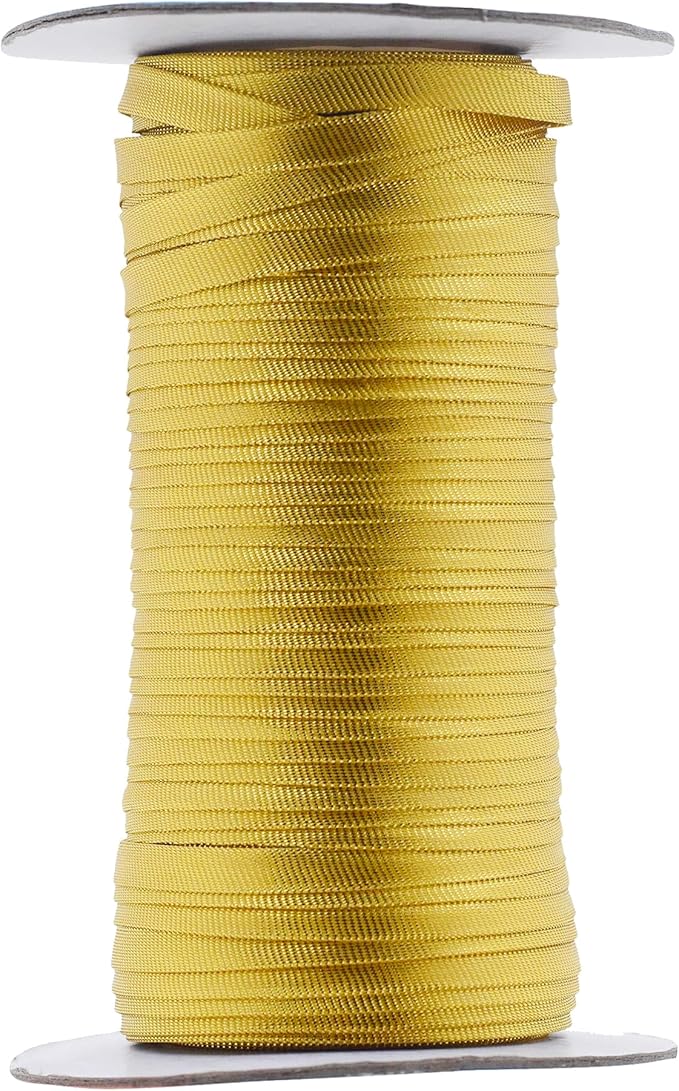 Mandala Crafts 55 Yards 1/4 Inch Metallic Gold Double Fold Bias Tape for Sewing - Bias Binding Tape for Quilting Binding, Hemming, Seam, and Fabric Piping