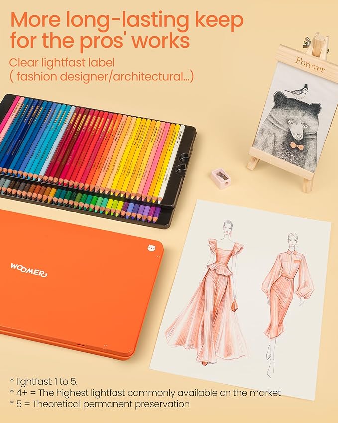 Woomer Premium Colored Pencils: 3.8mm Durable Artists Soft Core, 72 Colors for Pro, Enthusiast, Single Color Available