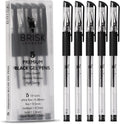 5 Black Drawing Gel Pens - 5 Tip Sizes - 0.38, 0.5, 0.7, 1.0, 1.2mm for Artists - Extra Fine, Fine, Medium, Bold, Super Bold - Japanese Ink for Art, Drawing, Writing, Journaling