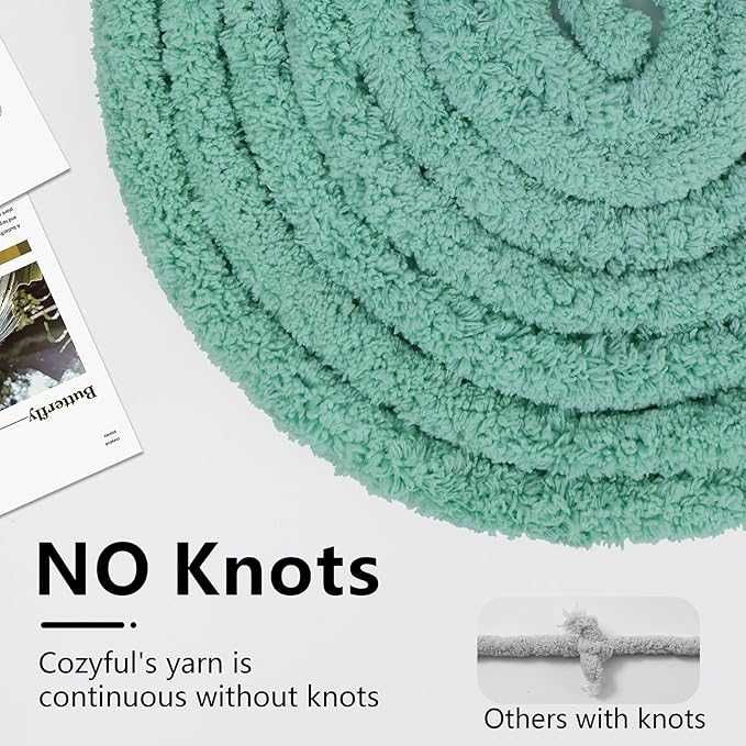 Chunky Yarn for Hand Knitting - #10 Chunky Chenille Yarn, Jumbo Big Thick Chunky Yarns for Crocheting, Super Bulky Chunky Knit Blanket Yarns, 8 Skein (25 yds 8 oz Each Skein), Misty Jungle Green