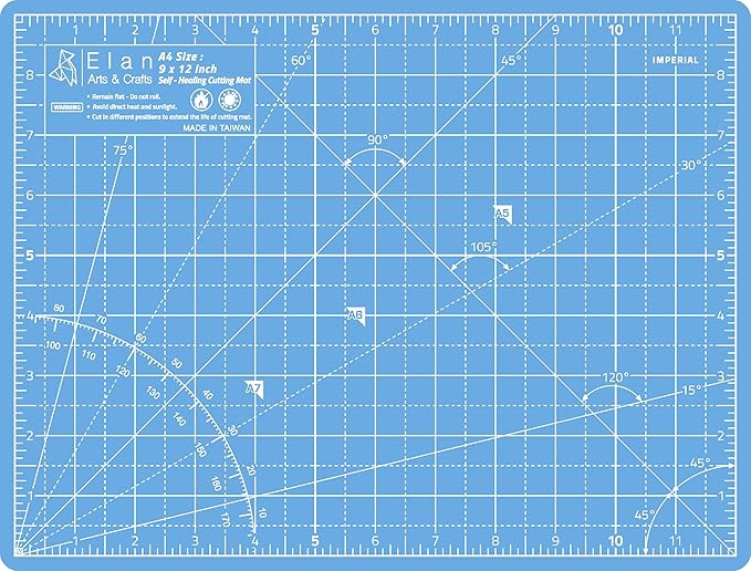 Elan Cutting Mat A4 Blue, Self Healing Cutting Mat 9x12 Inch, 5-Ply Craft Board Blue, Hobby Board for Crafts 9x12 Inch