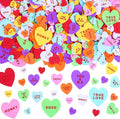 Ruisita 500 Pieces Valentine's Day Heart Shaped Foam Stickers in Pure Color Printed Letters 8 Colors 3 Sizes Self-Adhesive Stickers for Valentine's Day Scrapbooking Craft Decorations