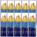 BOSOBO Paint Brush Sets, 10 Pack 100 Pcs Pointed-Round Tip Paintbrushes Nylon Hair Artist Acrylic Paint Brushes for Acrylic Watercolor Oil, Face Art, Model, Miniature Detailing & Rock Painting, Blue