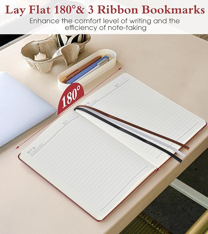 Lined Journal Notebook for Women Men, 160 Pages, A5 Hardcover Vintage Leather Journaling Notebooks for Work, School, Note Taking, Travel, Bible Study, Daily Diary for Writing 5.8"x8.5" (Brown)
