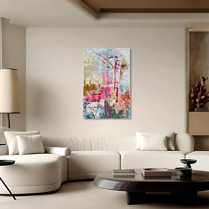 Art Hand-Painted Thick-Textured Colorful Abstract Oil Painting 36x24-inch Canvas Art Home Wall Decoration Painting