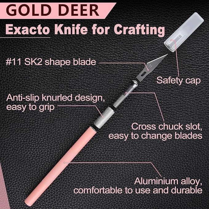 Exacto Knife for Crafting Precision Carving Hobby Knife Kit with A4 Cutting Craft Mat 20 CM Steel Ruler 30 PCS #11 Hobby Blades for DIY, Art, Cutting, Carving, Scrapbooking