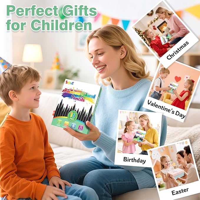 Art Supplies, 16 Colors Rainbow Colored Pencils, Classroom Back to School Supplies for Kids, Christmas Drawing Pencils for Kids Adults, Teen Girl Gifts Trendy Stuff, Stocking Stuffers Party Favors