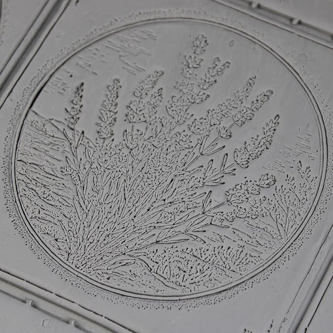 Lavender Clay Texture Roller (4") - Flower Set #02 - Embossing Pattern Roller for Polymer & Ceramic Clay, Pottery & Crafts