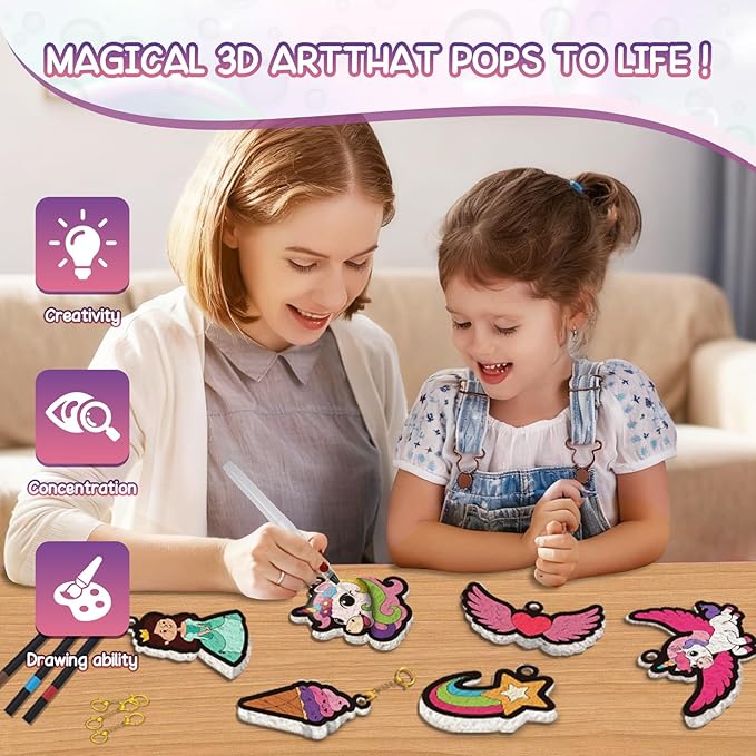 FarmNix 3D Art Kit, Magic Foam Texture Painting Kit, Zero-Pollution Digital Coloring Creative Crafts for Kids, DIY Painting Gifts for Children's Birthday Parties Ages 4, 5, 6, 7, 8, 9, 10