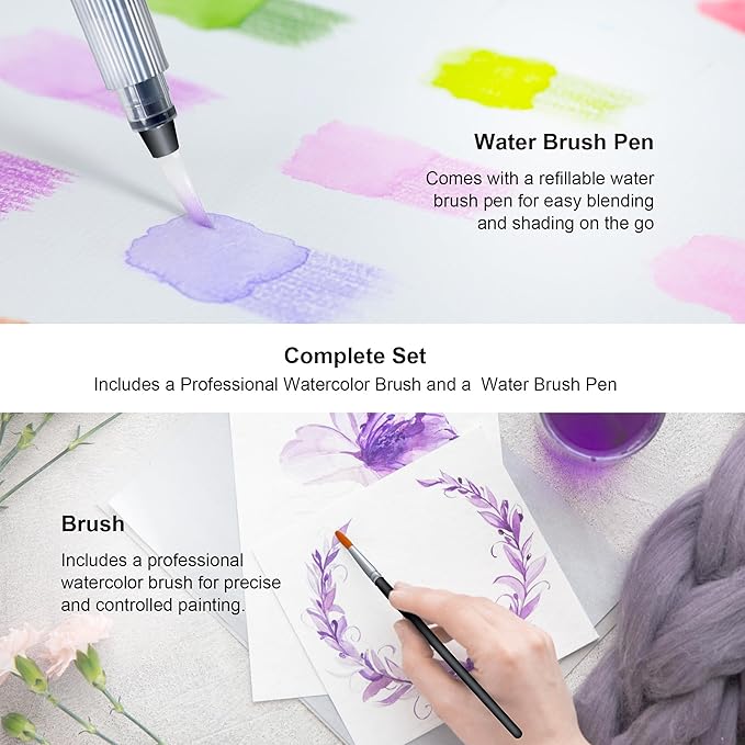 KALOUR Watercolor Pencils,50 Colors, Blendable Wet or Dry, Ideal for Coloring Books and Art