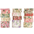 Floral Washi Tape Set - 15 Rolls Flowers Arts Adhesive Tapes Garden Blooms Decorative Masking Tape Sets for Craft, Kids, Scrapbook, DIY, Gift Wrloapping (4-Rose Charm)