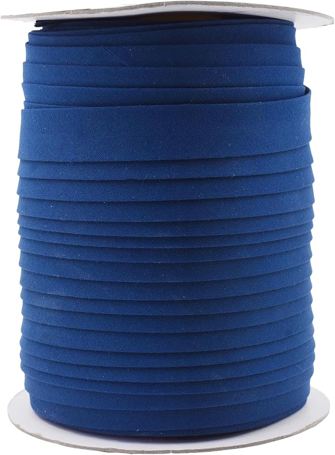 Mandala Crafts 55 Yards 5/8 Inch Navy Blue Double Fold Bias Tape for Sewing - Bias Binding Tape for Quilting Binding, Hemming, Seam, and Fabric Piping
