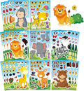 DUJAA Animal Stickers, 24 Sheets, Make-a-Face, Mix & Match, Kids 2-8, Party Favors, Crafts, Goodie Bags