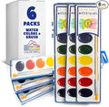 Color Swell 6 Pack Bulk Watercolor Paint Pack with Wood Brushes 8 Colors Washable Water Colors Great for Kids, Parties, Students, All Ages