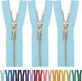 #5 Gold Metal Zipper - 50+ Colors - 3 PCS - (4-14 inches) Sizes - Luxury Lightweight Handcraft Metal Zippers with pulls for Purses Bags Pockets Shoes Sewing & Crafts DIY ZP02368