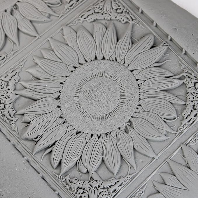 Sunflower Clay Texture Roller (4") - Flower Set #01 - Embossing Pattern Roller for Polymer & Ceramic Clay, Pottery & Crafts