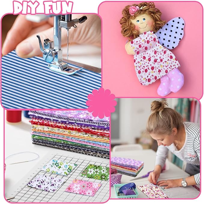 Oudain 100 Pcs 10 x 10 Inch Cotton Fabric Squares Multicolor Precut Quilting Fabric Bundles Floral Patchwork Materials for Holiday DIY Craft Cloths Handmade Sewing Scrapbooking