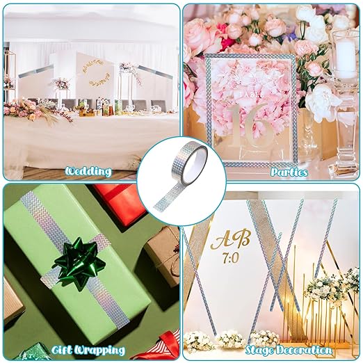 Reflective Holographic Adhesive Tape, Reflective Tape for Birds, Holographic Ribbon, Self-Adhesive Bird Scare Ribbon for Keep Birds Away, DIY Crafts, Daily Home Use(1inch 54 Yard)