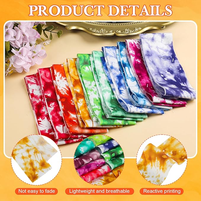 60 Pcs Christmas Quilting Fabric Roll 2.6 x 40" Cotton Fabric Strips Precut Jelly Patchwork for Craft Sewing(Tie Dye)