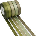 Sage Green Satin Ribbon - 3/8 Inch, Moss Green, 5 Rolls, 50 Yards - Perfect for Wedding, Baby Shower, Gift Wrapping, Hair Corsages & Crafts