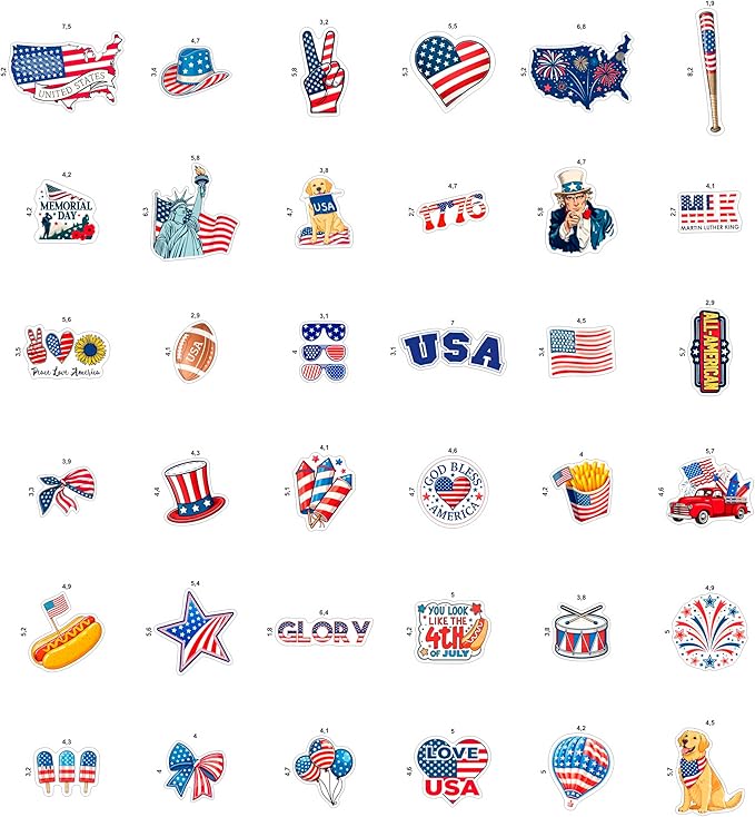 100Pcs USA Stickers and Decals for Water Bottle, Laptop - American Stickers- USA Party Supplies & Decorations - American Gifts - Gift for Women & Men