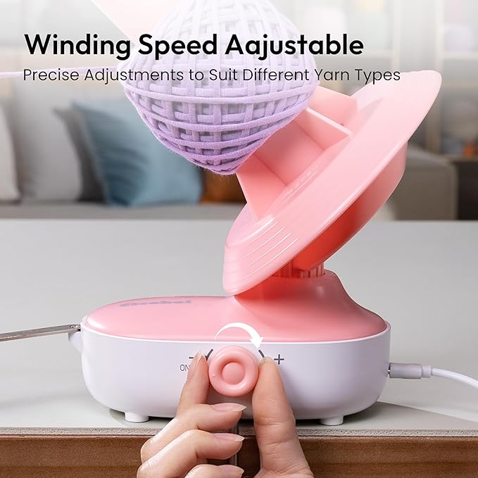 Electric Yarn Ball Winder Pro for Crocheting, Upgrade Dual-Spring Tension 10oz Large Capacity, Stepless Speed Automatic Yarn Wool Spinner Roller, Ideal Present for Crochet Lovers(Pink)