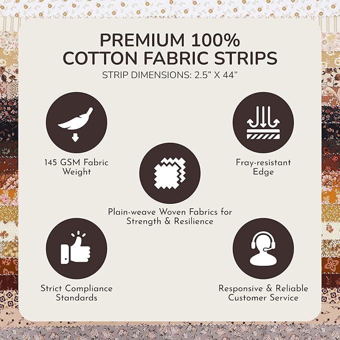 Tinyspool & Co. Jelly Roll Fabric Strips for Quilting, Crafting, and Sewing, 40 Strip Assorted Bundle, Soft Cotton for Blanket, Rug, Upholstery, Home Decor, and Purse Making, Fall Harvest