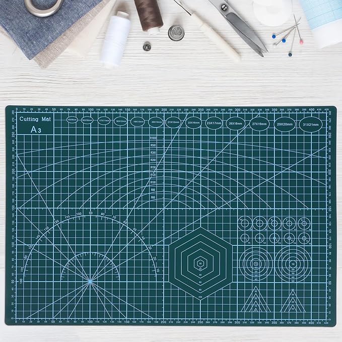 Dual-Side Self-Healing Cutting Mat 17.7X11.8 Inches Grid Craft Cutting Board for Quilting Sewing Scrapbooking and Hobby Projects