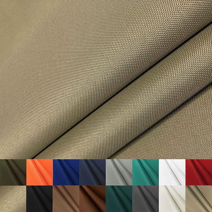 Waterproof Canvas Fabric by The Yard 600D Upholstery Cordura Fabric 58" Wide for Chairs Indoor Outdoor Water Resistant Canvas Polyester Material Sewing DIY Cloth, 3 Yards Khaki