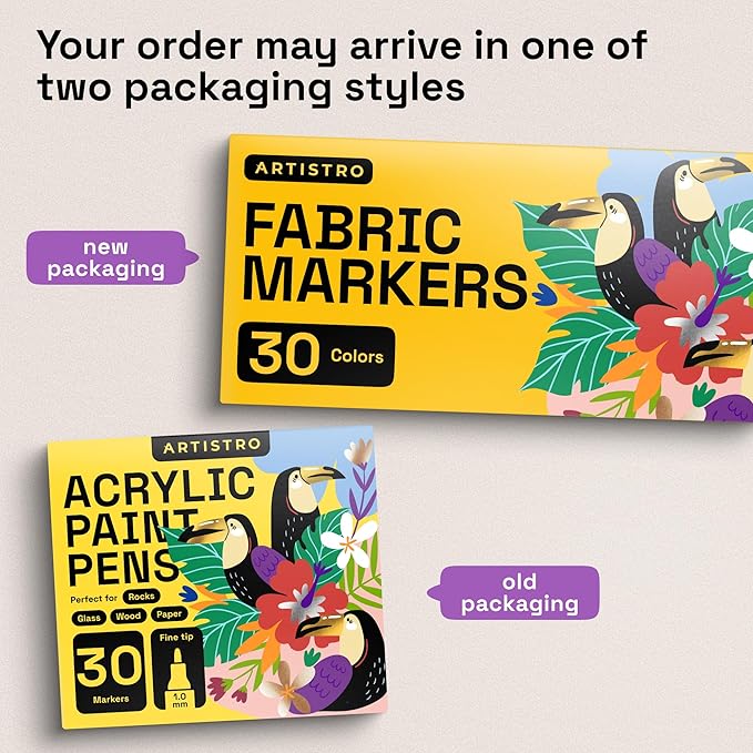 ARTISTRO 30 Fabric Markers - Fabric Decorating Kit - Permanent for Clothes - Acrylic Paint Pens for Sneakers, Bags, Shoes, Textile, Canvas, Sewing, Craft, DIY - Fine Tip