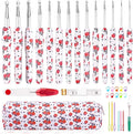 Weabetfu Crochet Hook Set 14Pcs Hand-Rubber Crochet Needles 2.25mm(B)-10mm(N) Streamline Crochet Hooks for Arthritic Hands Rose Metal Knitting Needles with Storage Case