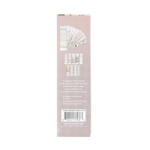 Erin Condren Washi Tape Fan, Bouquet Washi Sticker Strips Booklet, Washi Tape Sticker Collection for Adding More Fun and Functionality to Planners, Calendars, Journals and Paper Crafts