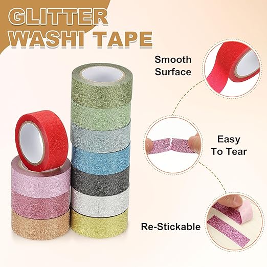 PATIKIL 2Roll Glitter Paper Washi Tape, Glitter Film Decorative Tape for DIY, Purple