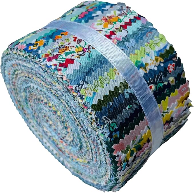 Jelly Roll Fabric 100% Cotton Quilting Fabric, 40 Pre-Cut Strips (2.5 x 44 Inch) for Quilting and Sewing -40 PCS Floral