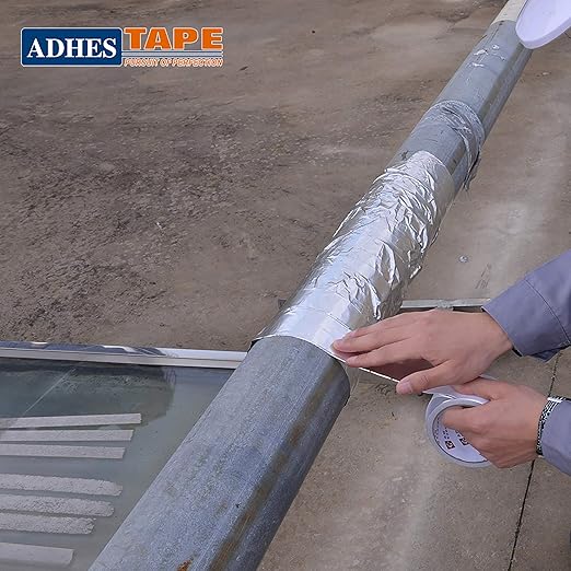 ADHES Premium Aluminum Foil Tape, 4 Inch x 164 Feet (55 Yards), Heat Proof Tape Withstand from 80°C to 100°C, Metal Duct Tape for HVAC, Sealing & Patching, Dryer Vents Pipe