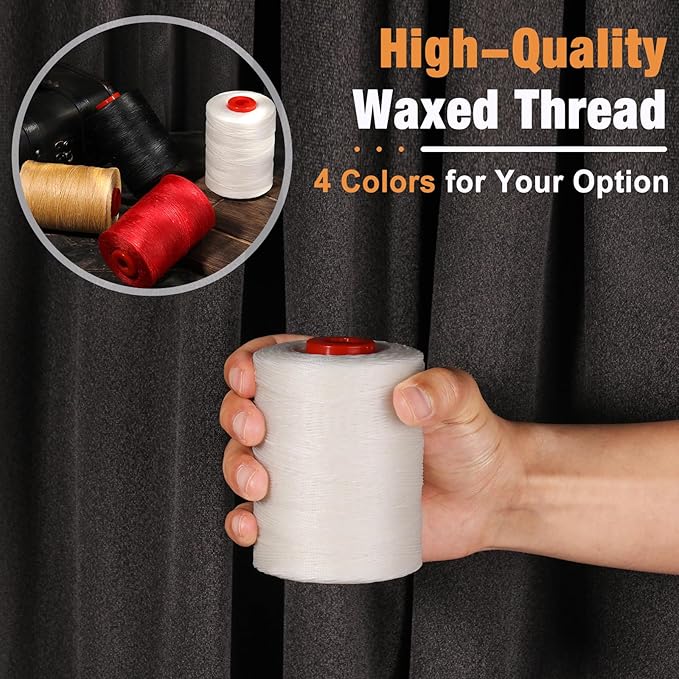 BUTUZE Waxed Thread, 550Yards Leather Thread for Hand Sewing, Wax String, Heavy Duty String Flat Waxed Linen for Leather Sewing Book Binding, Shoes, Craft